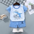 thumbnail image 2 of HCNTES Baby Boy Girls Shorts Set Summer Clothes Toddler Graphics Embroidery Short Sleeve Lapel T Shirt Shorts Outfit boy clothes sizes(Sky Blue,5-6 Years), 2 of 3