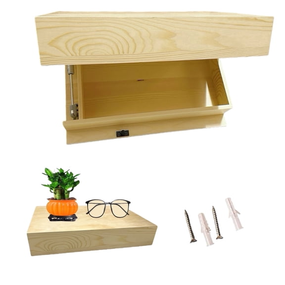 Lufushangmao Wall Hanging Shelf with Hidden Compartment, 15.75x11.02in, Requires Drilling Floating Shelves, Concealed Storage for Books, Wall Decor