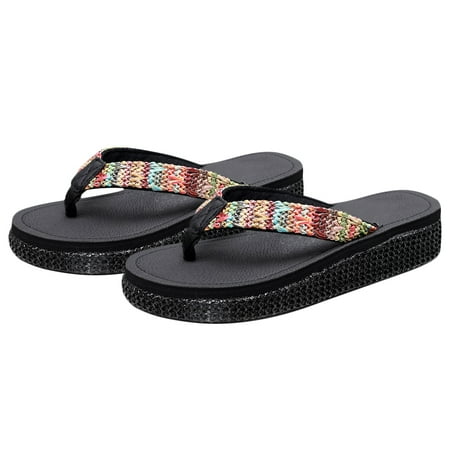 

Toymytoy 1 Pair Stylish Summer Wedge Slipper Non-slip Beach Slipper Breathable Female Seaside Slipper Thick Sole Cooling Footwear