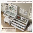 thumbnail image 5 of Yanosaku 8 Drawers Makeup Vanity with Mirror and Lights, Vanity Desk with Power Outlet, 3 Color Modes, Brightness Adjustable, Glass Top & 4 Shelves Vanity Set for Bedroom, 5 of 5