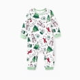 thumbnail image 2 of Conjuntos de pijamas navideños familiares a juego con mangas largas y estampado completo de pantalones y blusas verdes muy alegres (resistentes al fuego), 2 of 5