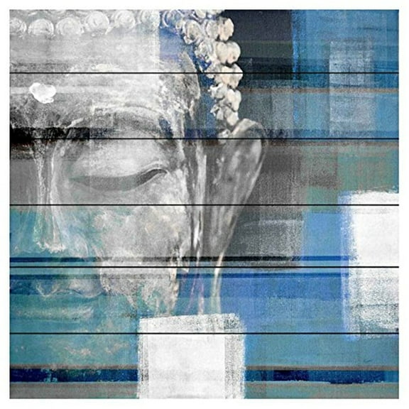 Parvez Taj Blue Buddha White Wood Wall Art