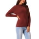 thumbnail image 4 of Suéter casual de manga larga con cuello redondo para mujer, ajuste slim, color rojo vino, talla XL, 4 of 5
