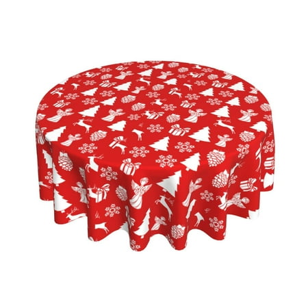 

Christmas Decorations Clearance RUZIYOOG 60 Inches Round Wipeable Christmas Table Cover For Indoor And Outdoor Waterproof Decoration Tablecloth