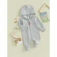 thumbnail image 3 of Miaouyo Infant Baby Boys Girls Fall Jumpsuit 0 3 6 12 Months Long Sleeve Hooded Zip-up Solid Fall Romper, 3 of 8