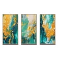 thumbnail image 2 of Designart "Oceanic Harmony Turquoise Waves Abstract V" Abstract Painting Framed Wall Art Set Of 3 - Gold Modern Frame Canvas Set For Living Room Decor, 2 of 6