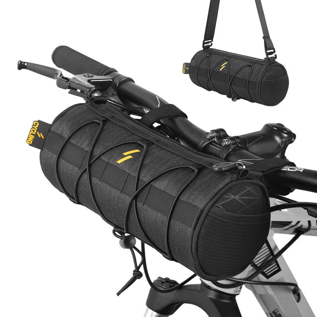 Graflsoa Sac de Guidon Imperméable en Polyester pour Vélos de Montagne et de Route, Capacité de 2L, Sangles Réglables, Noir, 25x10cm, Accessoire de Cyclisme Léger