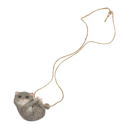 

HOMEMAXS Lovely Rocking Grey Cat Pendant Animal Statue Garden Hanging Resin Decor