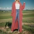 thumbnail image 2 of VISALY Long Cardigans Long Sleeve Cardigan Long Sweaters for Women Cardigan Open Front Plus Size Cable Knit Duster Cardigans Winter Coat Chunky Cardigan Sweaters Cardigan with Pockets Pink Xxl, 2 of 5