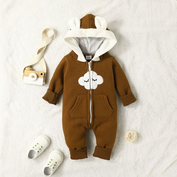 Aayomet Winter Rompers Baby Boy Funny Twins Baby Bodysuits Boys Girls Rompers 2 Pack Twin Matching Clothes Outfits for Newborn Infant,Brown 12-18 Months