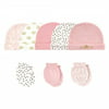 Hudson Baby Infant Girl Cotton Cap and Scratch Mitten 8pc Set, Crown, 0-6 Months