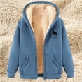 thumbnail image 5 of GaThRRgYP Winter Womens Fleece Coat Plush Coat,Women's Fashionable Christmas Printed Fleece Hooded Sweatshirt Jacket Blue XXL, 5 of 8