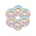thumbnail image 7 of 13 Inch Round Placemats Set of 6, Easter Non Slip Heat Insulation PP Table Mats, Colorful Wooden Grain Easter Bunny Eggs Farmhouse Flower Washable Place Mats for Kitchen Dining Party Table Decor, 7 of 7