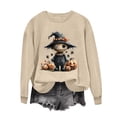 thumbnail image 3 of Women's Cute Scarecrow Graphic Sweatshirts Halloween Spider Pullover Tops Casual Long Sleeve Crewneck Shirts Loose Fit Fall Clothes Autumn Holiday Sweaters, 3 of 6