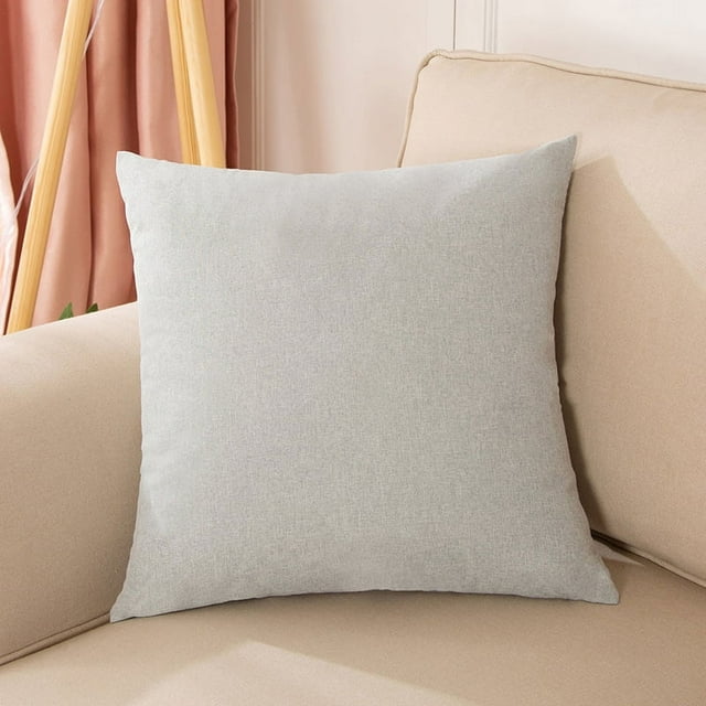 Nvzi 1 funda de almohada de lino liso. Clásica y atemporal, funda de almohada simple de color puro, con cualquier cama es brillante 17,72 x 17,72 pulgadas (gris claro).