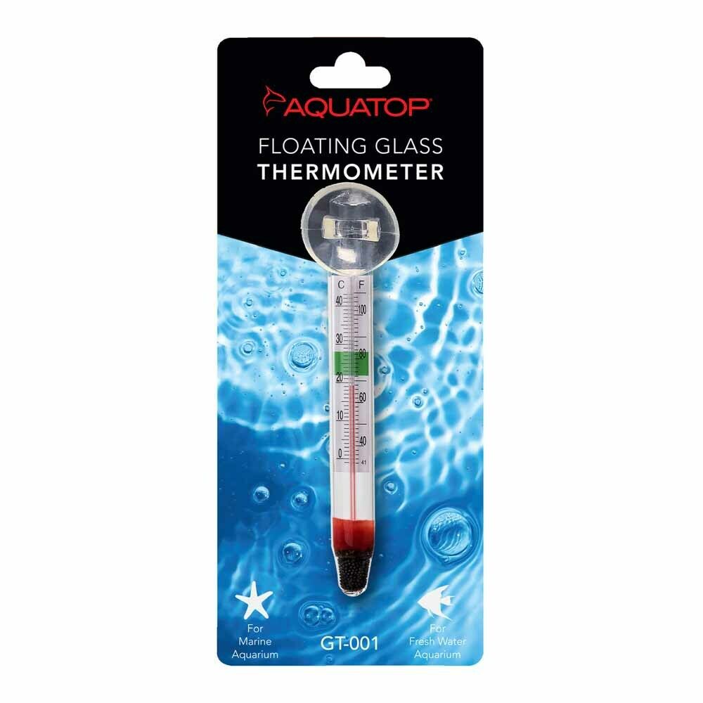 Aquatop Floating Glass Aquarium Thermometer With Suction Cup Mount