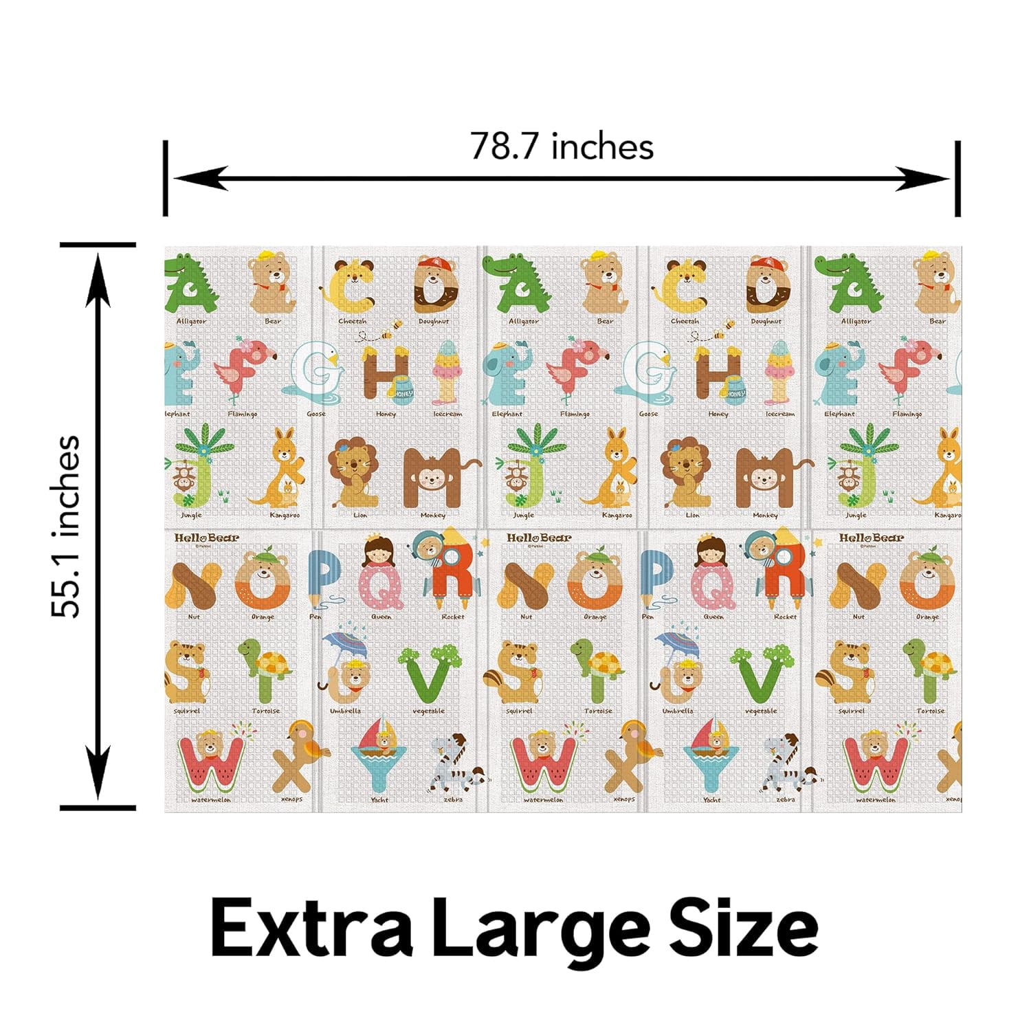 Parklon Baby Play Mat, Foldable & Portable, Large Size (78.7 x 55.1), Indoor, Outdoor, Waterproof, Made in Korea - ABC Hello Bear