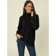 thumbnail image 2 of Unique Bargains Women's Turtleneck Long Sleeve Spilt Hem Tunic Pullover Sweater S Black, 2 of 6