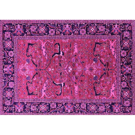 Ahgly Company Indoor Rectangle Oriental Pink Industrial Area Rugs, 7' x 10'