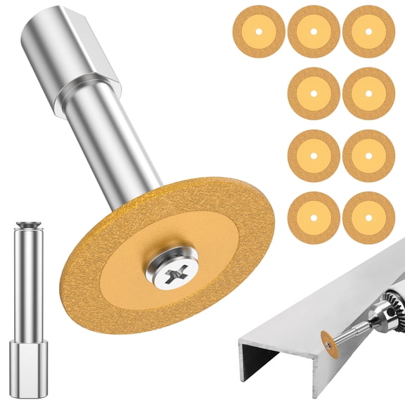 10Pcs Mini Diamond Cutting Discs Set with 2 Connecting Shaft Heat-Resistant Small Diamond Cutting Wheel Durable Circular Diamond Grinding Wheel Round Rotary Saw Blade for Marble Ceramic