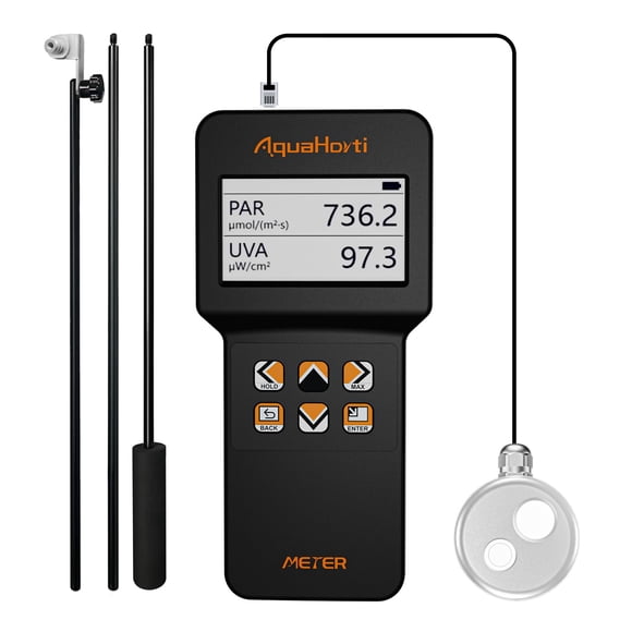 Medidor PAR AquaHorti de espectro completo 320-750 nm w/m², resistente al agua