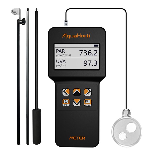 Medidor PAR AquaHorti de espectro completo 320-750 nm w/m², resistente al agua