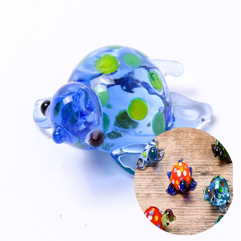 Miniature Blown Glass Blowing Art Turtle gift Figurines Animal Decor Collectible 