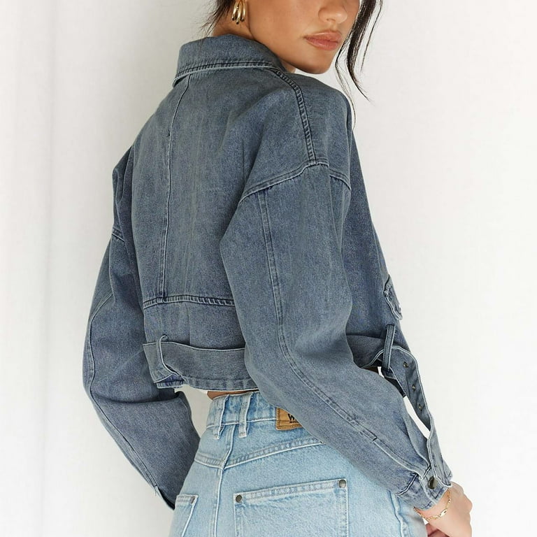 Jean jacket with belt online