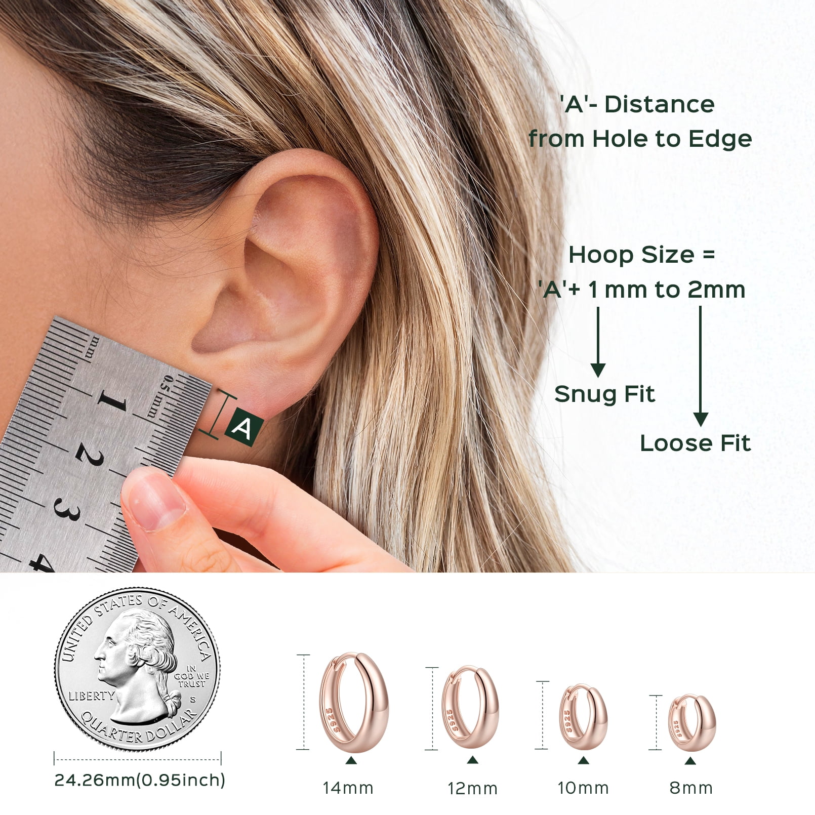 ChicSilver Solid 925 Sterling Silver Chunky Hoop Earrings for Women Hypoallergenic Thick Huggie Earring Wide Hoops Everyday Hoop Earrings