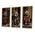 thumbnail image 3 of Designart "Happy Tanuki in Terracotta Tone I" Animals Raccoon Framed Wall Art Set Of 3 - Brown Raccoon Frame Gallery Set For Office Decor, 3 of 6