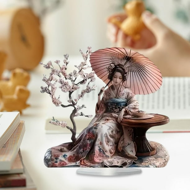 Uuiauoio Woman and Cheetah Rotatable Acrylic Table Ornament The Ideal Spring Gift for Ideal Gift New Year, Valentine's Day, Ramadan