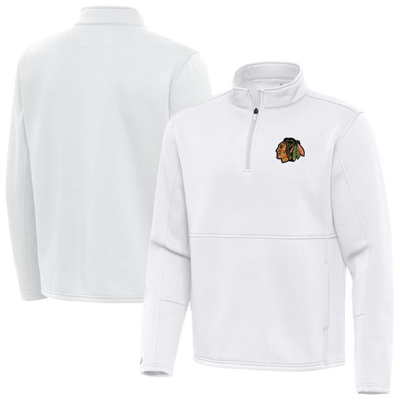 Men's Antigua White Chicago Blackhawks Twist Quarter-Zip Pullover Jacket