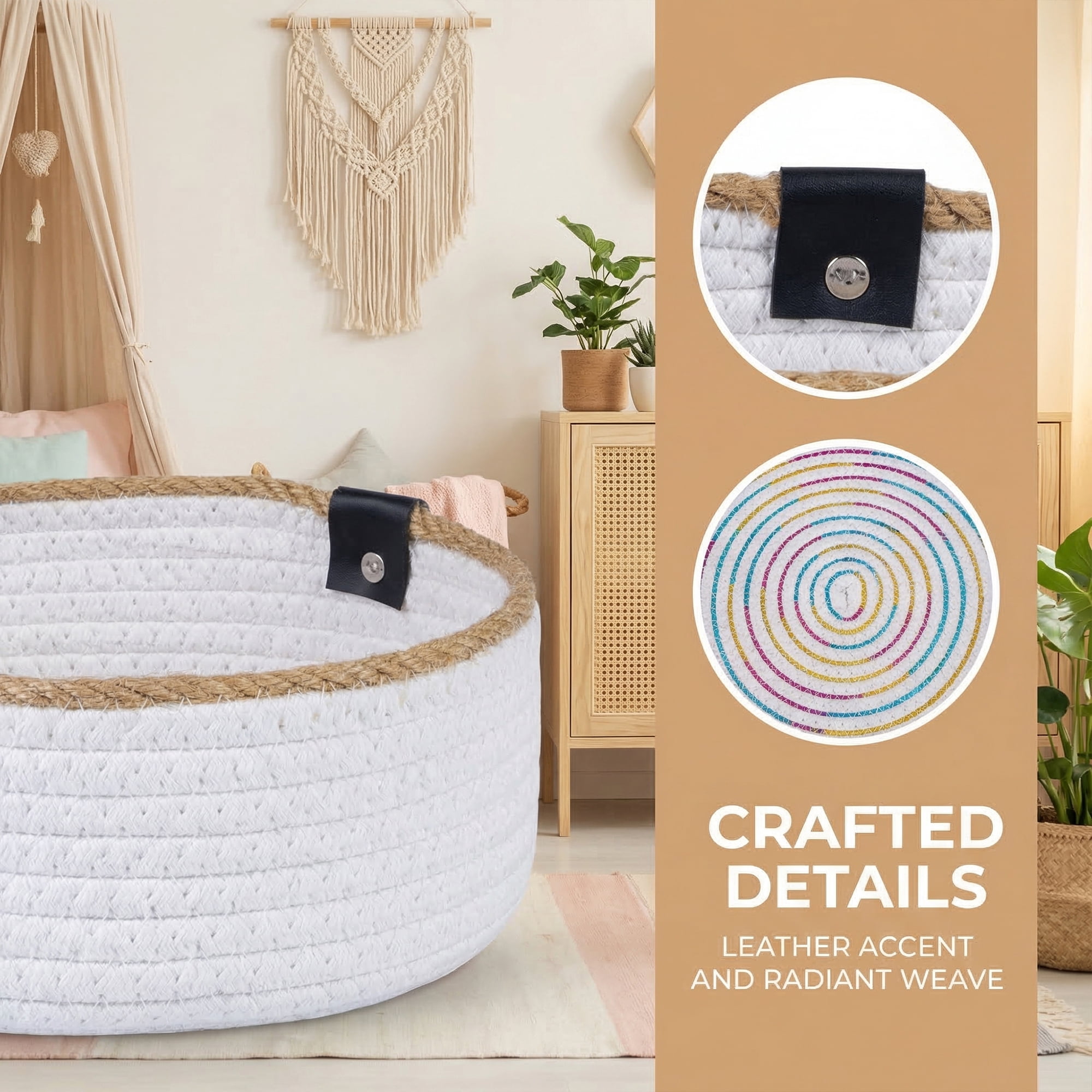 Unique Bargains 3pcs Woven Storage Basket for Key Tray Bowl Colorful 3pcs