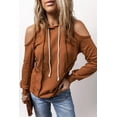 thumbnail image 5 of Casuashion Vogue Cold Shoulder Drawstring Hoodie - Chic & Comfy, S-XL Sizes!, 5 of 8