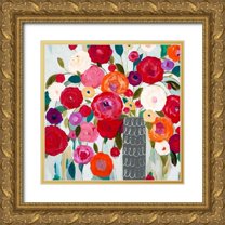 Schmitt, Carrie 26x26 Gold Ornate Wood Framed with Double Matting Museum Art Print Titled - Floral Romance