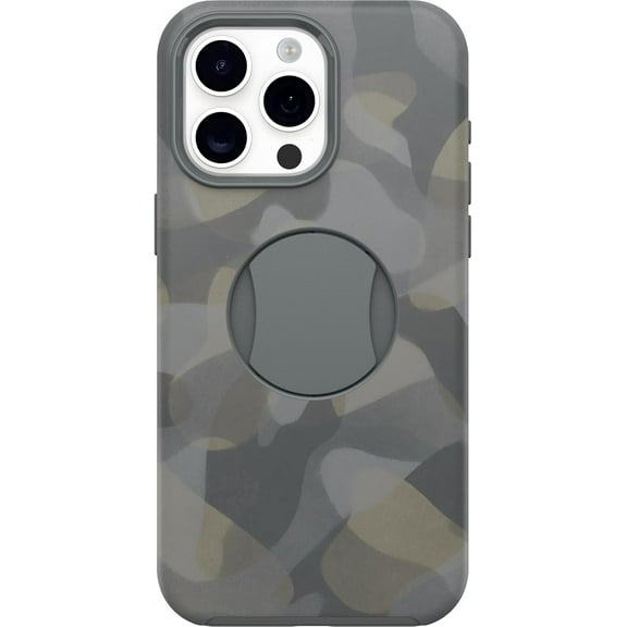 Restored OtterBox OtterGrip SYMMETRY SERIES Case for iPhone 15 Pro - Iron Camo (Grey) (Refurbished)