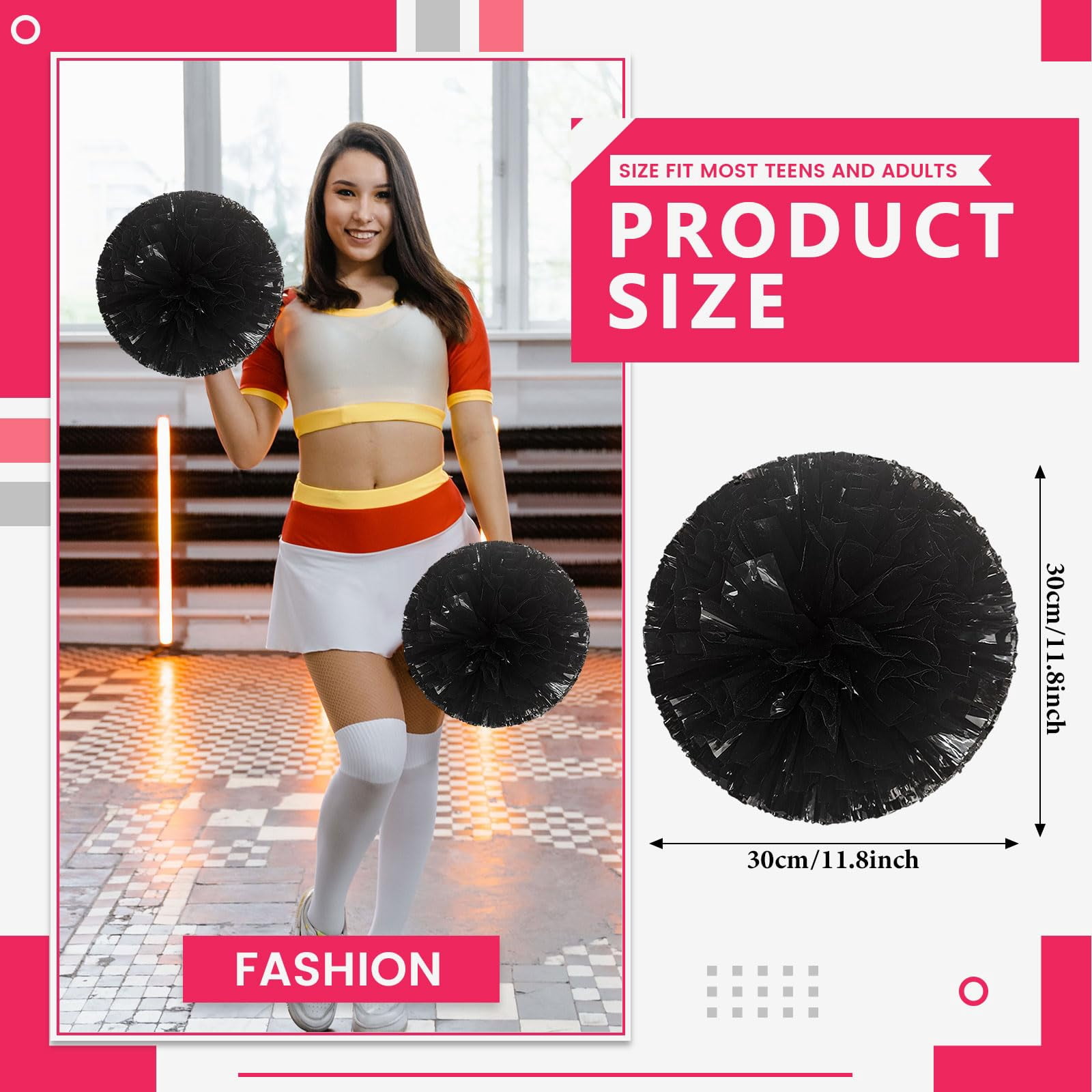 20 Pcs Cheerleading poms,pom poms Cheerleading with Straight Handle Style Cheer Pom Pomsfor Dance, Matches, Team Spirit Sports