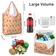 thumbnail image 3 of 5 Pack Foldable Shopping Bag,Orange Christmas Gingerbread Man Pattern Reusable Grocery Bags with Pockets,Large Reusable Tote Bags with Handles Waterproof & Lightweight, 3 of 6