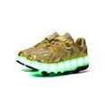 thumbnail image 3 of Daeful Youth Skate Shoes with Wheels Sneakers Luminous Trainers Breathable LED Light Kids Comfort Roller Shoes Golden 12C, 3 of 9
