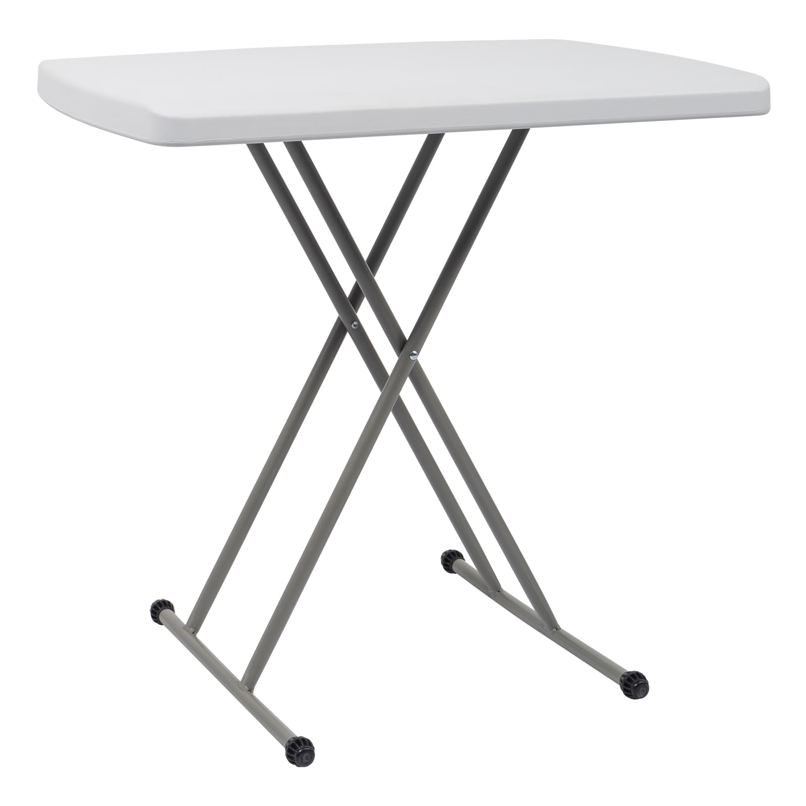 Liftable HDPE Garden Plastic Table Sturdy Grey Steel Legs Weather Resistant Lightweight Space Saving Outdoor Patio Yard Adjustable Height Side Table
