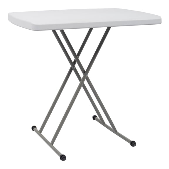 Liftable HDPE Garden Plastic Table Sturdy Grey Steel Legs Weather Resistant Lightweight Space Saving Outdoor Patio Yard Adjustable Height Side Table
