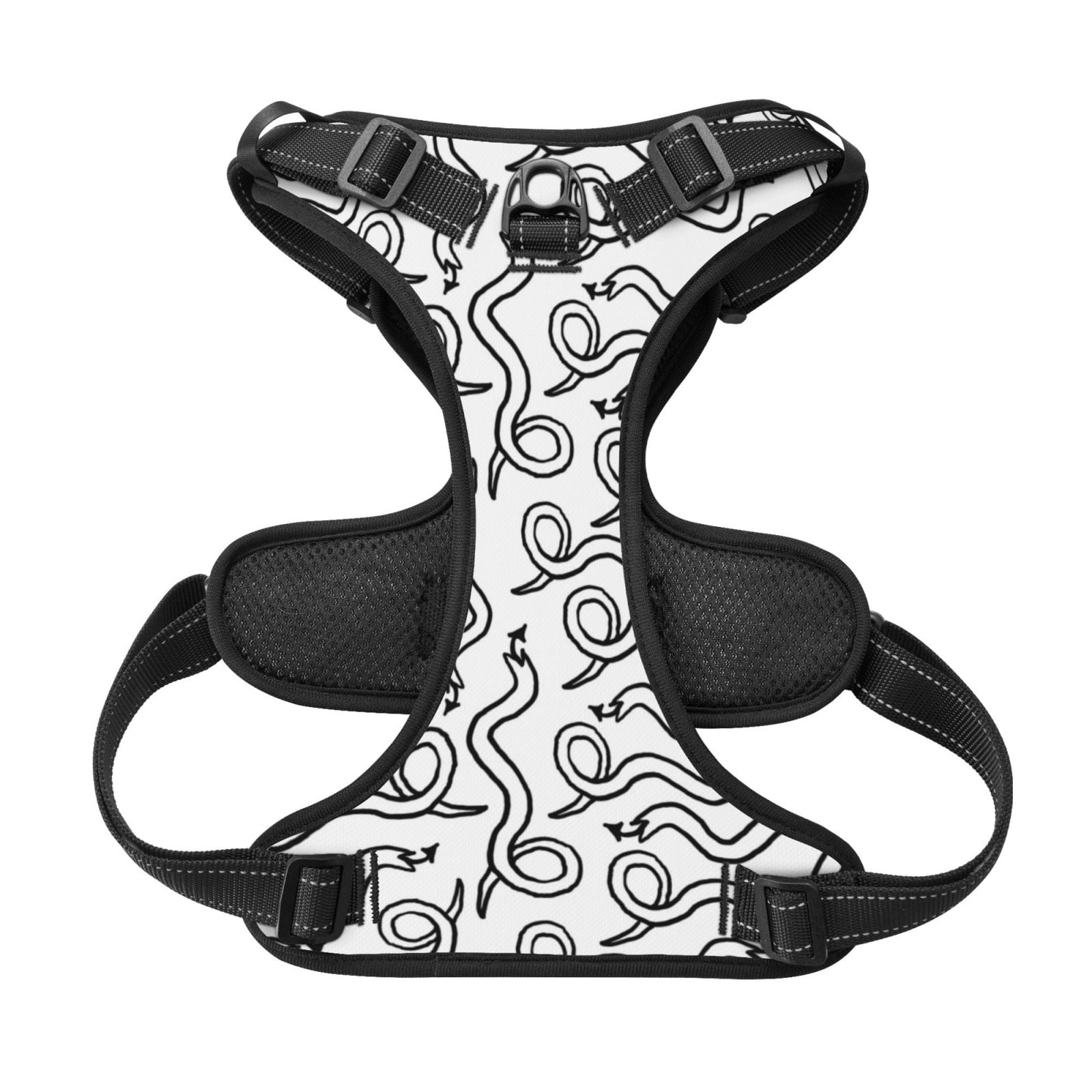Kdxio Hand Drawn Snake Print No Pull Dog Harness Adjustable Reflective Oxford Easy Control Medium Large Dog Harness for Training and Everyday-Small