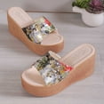 thumbnail image 3 of Nrmvnmi 2024 Women's Wedge Slipper Open Toe Summer Floral Platform Solid Color Floral Wedge Sandals Gray Mothers Day Gifts, 3 of 5