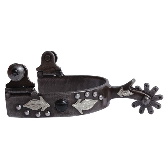 Professional's Choice Black Feather Spurs - Men's Fit, 1 7/8" Shank, 10-Point Rowel, 1" Band, 2 7/8" Width