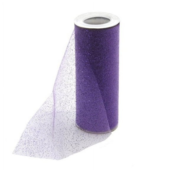 Glitter Tulle Roll: Purple, 6 in x 10 yd