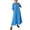 Blue, variant on Miqool Womens Plus Size Cotton Linen 3/4 Sleeve Maxi Dress V Neck Pleated Casual A Line Flowy Long Dress Cocktail Dresses with Pockets