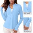 thumbnail image 7 of Women's Golf Polo Blouses Long Sleeve Shirts Zipper V Neck UPF 50+ Sun Protection Quick Dry Lightweight Active Tennis Shirts Workout Riding Tops, 7 of 7