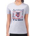 thumbnail image 4 of Women's G-III 4Her by Carl Banks Heather Gray Minnesota Twins Super-Slim Fit Lightweight Collage Team Graphic Crew Neck, 4 of 5