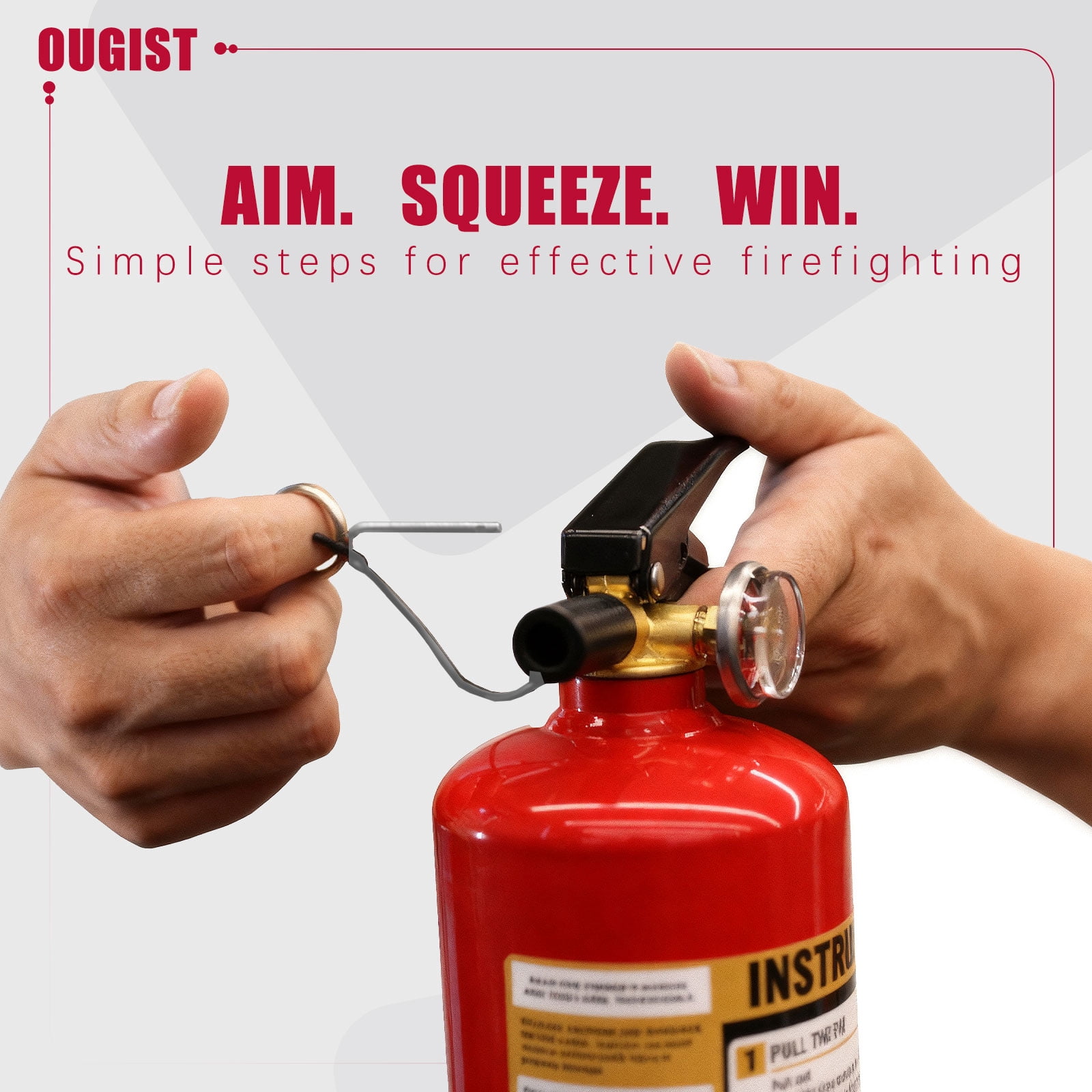 Ougist ABC Fire Extinguisher for Home & Vehicle, 2.5lb 1-A:10-B:C Rated, Certified for Kitchen/Car/Boat, Base Model