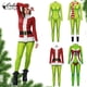 thumbnail image 2 of Mono de Navidad de color Cosplayer, disfraz de Cosplay de Navidad, mono de terciopelo de lana verde con estampado, mono ajustado de fiesta para parejas, 2 of 5